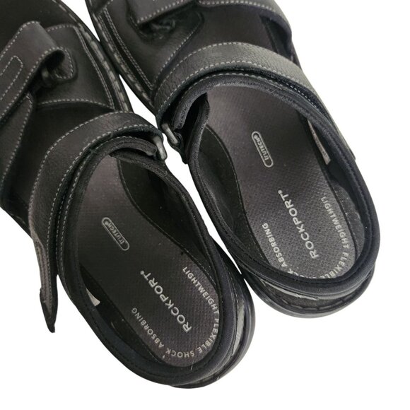 Rockport Mens Darwyn Quarter Strap Platform Slide Sandal Black Leather Size 11.5 main image 5